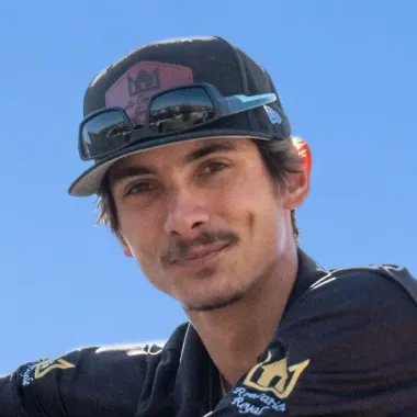 Kyle B. in a Roof Royale cap with sunglasses on the brim